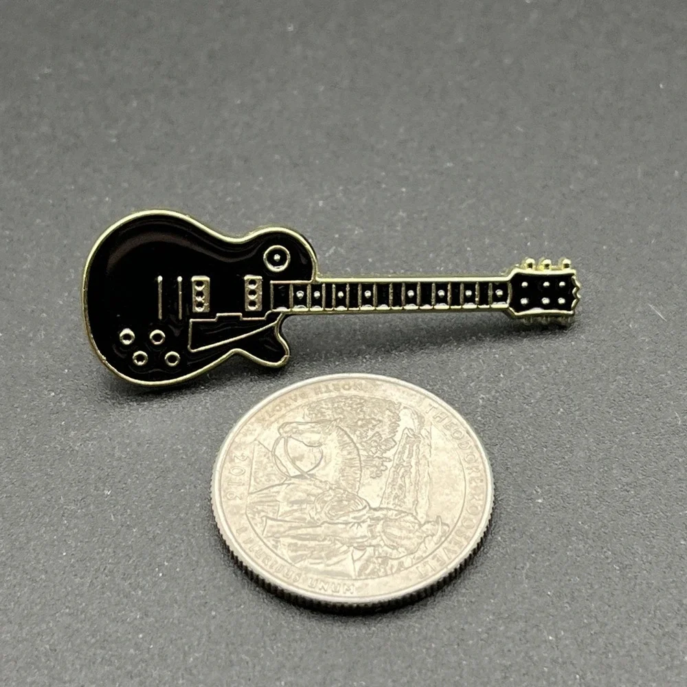 Black Electric Guitar‎ Music Instrument Lapel Hat Pin